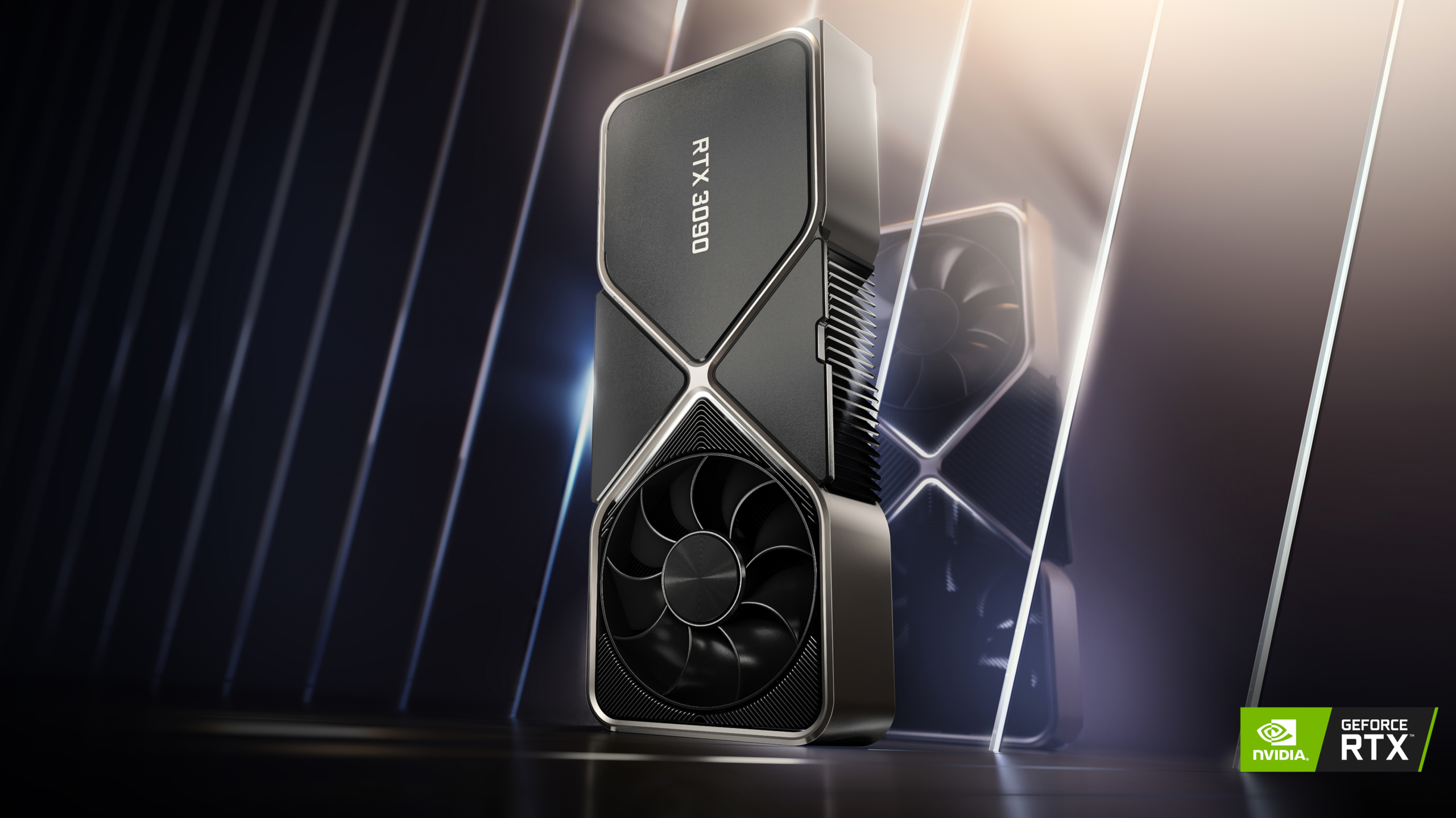 La GeForce RTX 3090 en design Nvidia : elle utilise un ventilateur traversant, original.