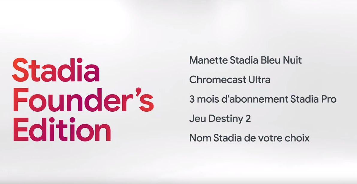 Le pack Founder‘s Edition, seul moyen d’accéder à Stadia au lancement.